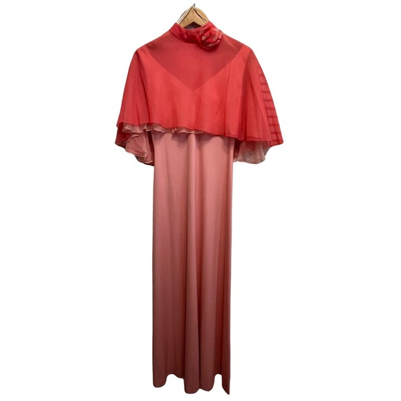 Vintage 70s Evening Gown Capelet Set Pink Collectible Princess Romantic Fairy XS - Picture 1 of 16